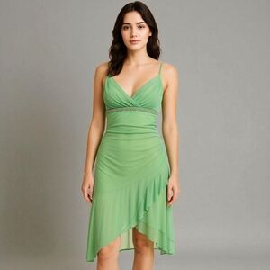 Vintage City Triangles 90s Mod Mesh Dress – Size M/L, Sheer Ruched Clubwear